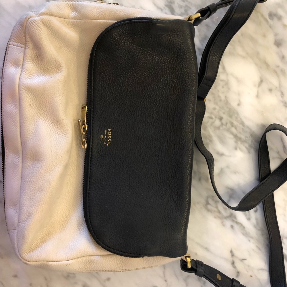 Fossil Black and White large  crossbody purse